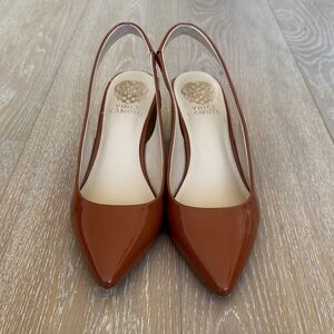 Vince Camuto Women's Hamden Pointed Slingback Patent Leather Pump Heels.